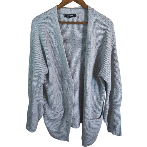 Gray Knit Cardigan Womens Large Chloe Jasmine Open Front Cozy Sweater