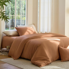 Luxurious Bamboo Duvet Cover Set, Cooling King/Cal King, Clay Color