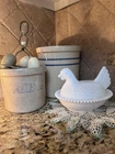 Indiana Milk Glass Hen on Nest Beaded Edge Covered Dish White Vintage Chicks