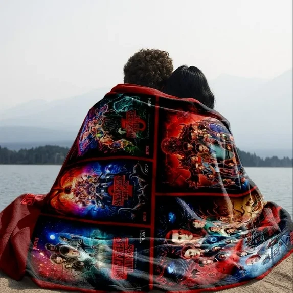 Stranger Things Season Theme Blanket, Soft Warm Throw for Sofa and Bed, Home Decor