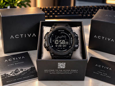Activa Sport Men's Black Digital Quartz Chronograph Alarm Watch w/ Box Manual