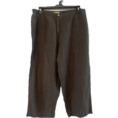 Islander Linen blend Pants Women s 24W Green wide leg coastal beachy vacation