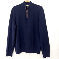 The Mens Store Bloomingdale's Sweater Size L Blue 100 Cashmere 1/4 Zip Pullover