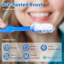 Disposable Pre-Pasted Toothbrushes by Vastmed Individually Wrapped