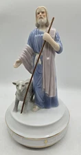 Vintage Enesco Musical Shepherd & Sheep, Silent Night, Nativity, Christmas Figur
