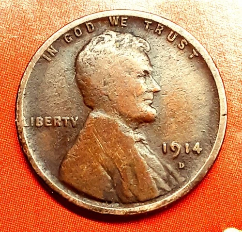 1914-D 1C BN Lincoln Wheat Cent ☆High Demand Coin 🪙 ☆ VG/F Grade Low Mint Piece