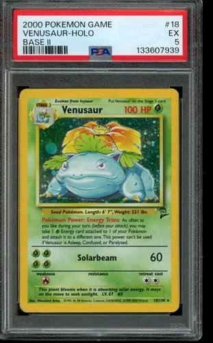 PSA 5 EX Pokemon Venusaur Base Set 2 Holo 18/130