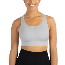 Members Mark Womens Seamless Racerback Sports Bra Light Grey Size XXL