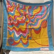 Vintage 60s Sant Angelo Scarf Psychedelic Design Orange Blue Green