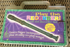 Play the Recorder Book Green Glitter Recorder Set in Plastic Case