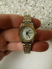 Vintage Swanson Two Tone Quartz Day-Date Womens Watch New Battery