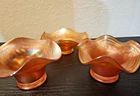 Set Of 3 Vintage Carnival Glass Fenton Iridescent BlackBerry Spray Hat Bowls