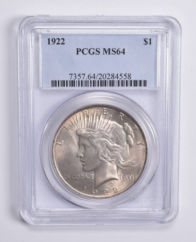 1922 Peace Silver Dollar MS64 PCGS Blue Lbl *7871