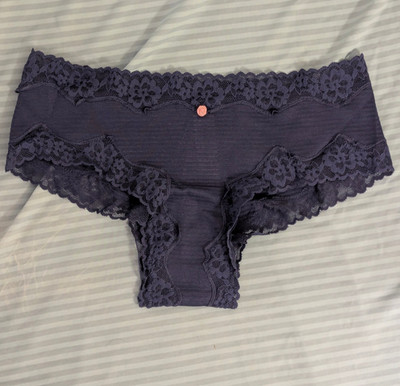 Victoria s Secret PINK NWT Blue  S  SMALL Lace Cheeky Hipster Panty