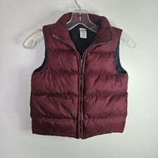 GYMBOREE Youth Sz S 5/6 Burgandy Quilted Cabincore Outdoor Cargo Puffer Vest