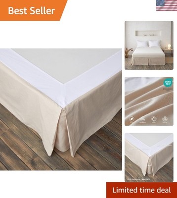 Linen Bed Skirt Queen 14 Inch Drop Pleated Corner Cotton Blend Soft Cozy Bedding
