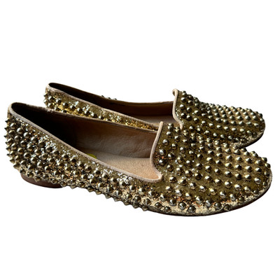 Steve Madden STUDLYY Gold Spiked Studded Glitter loafers SIZE 9M