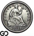 1857 Seated Liberty Half Dime, Flashy Choice AU++/Unc