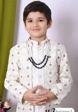 Kids Boys Latest Designer Tranding Wedding Wear Kurta With Sharwani Set. Size...