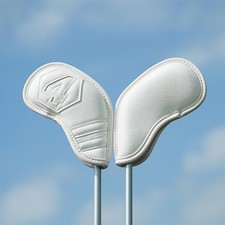 Magnetic Golf Iron Covers Set 10 Pcs Headcovers PU Leather White
