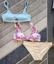 NEW!! Lot Of 3 XHILARATION Jrs. Women's Bikini Tops and Bottoms Swimsuits, XL