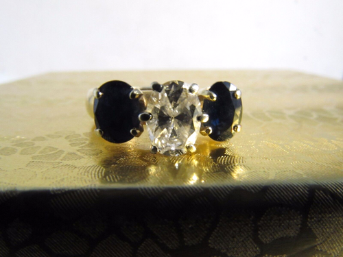 14K Solid Gold Artcarved .61ct Diamond & .80 Sapphire Ring Size 4.75 #R258 - Picture 11 of 12