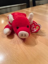 Ty Beanie Baby Snort the Bull Plush Toy - 4002 with rare PVC Pellets and errors