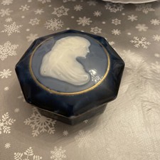 Bonbonnière Porcelaine Bleu Limoges décor Classique Camée