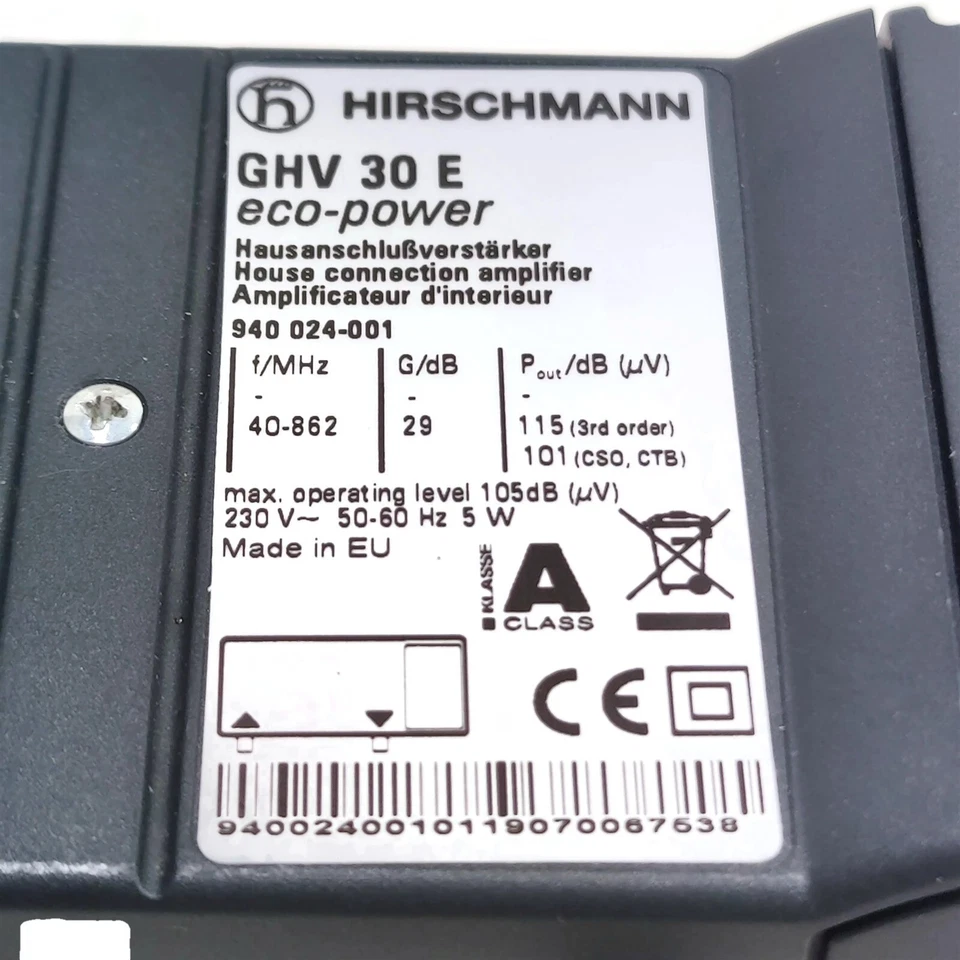 Hirschmann GHV 30 E Eco Power 40~862 MHz RF Amplifier. 230 Volts AC. - Image 2 of 4