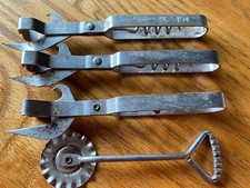 (2) Vintage Vaughan's Metal Can Opener, Bottle Opener & Cork Screw Made In USA