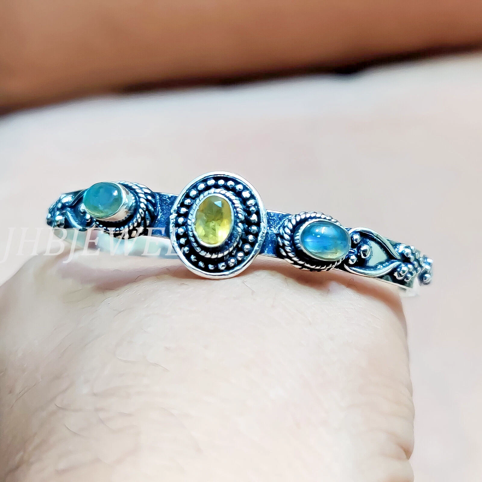 VALENTINO Bracciale in argento sterling 925 con topazio citrino e pietra preziosa labradorite per amico