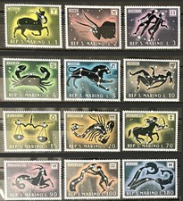 Signs of the Zodiac MNH Set of 12 Stamps 1970 San Marino #716-27