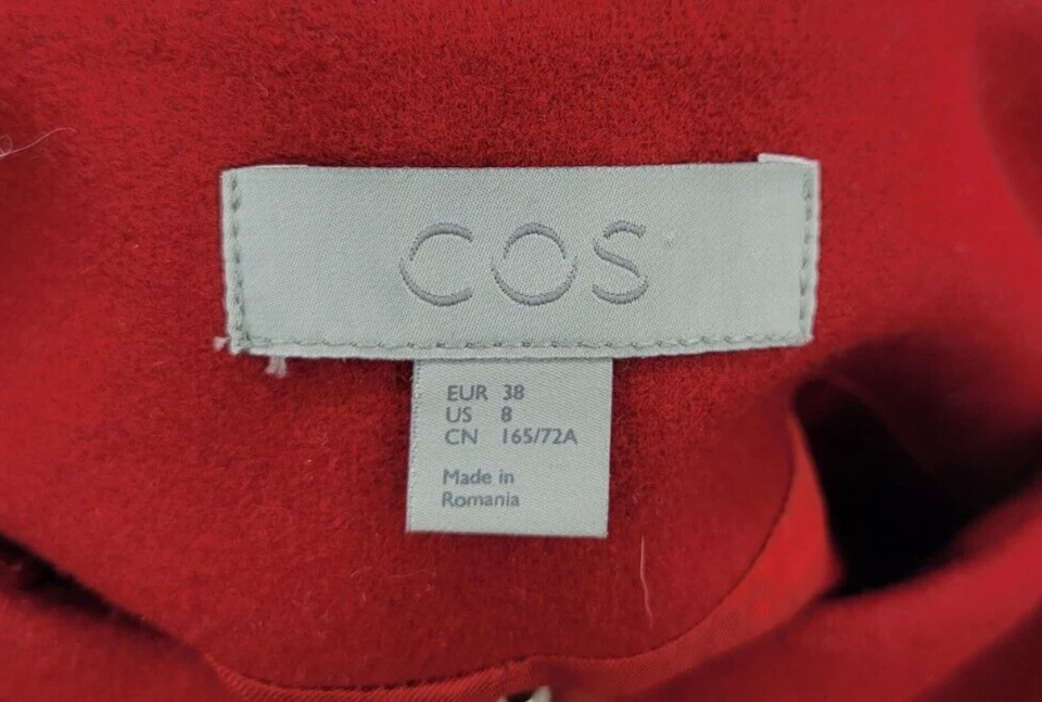 COS Skirt Womens 8 Red Wool Pencil Straight Full Back Zip Career Classic - Image 3 of 4