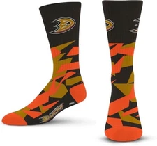 For Bare Feet Men's Shattered Camo Crew Sock NHL Anaheim Ducks