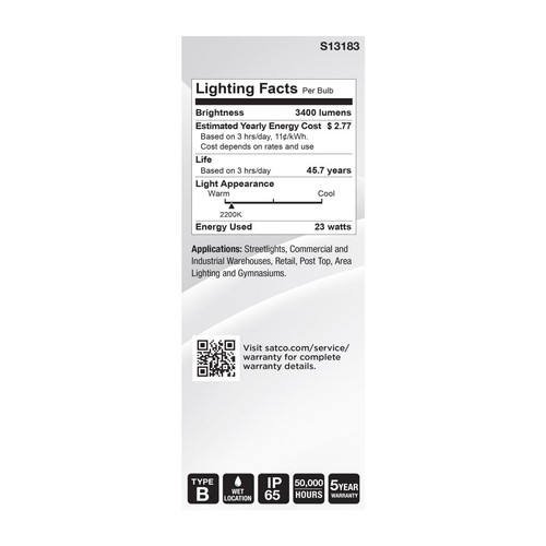 Satco S13183 - 23 Watt LED HID ED23.5 Replacement - 2200K (1,2,6 and 12 Pack) - Picture 6 of 11