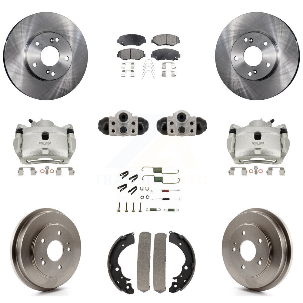 Front Rear Brake Caliper Rotor Drum Semi-Metallic Pad Shoe Cylinder Hardware Kit