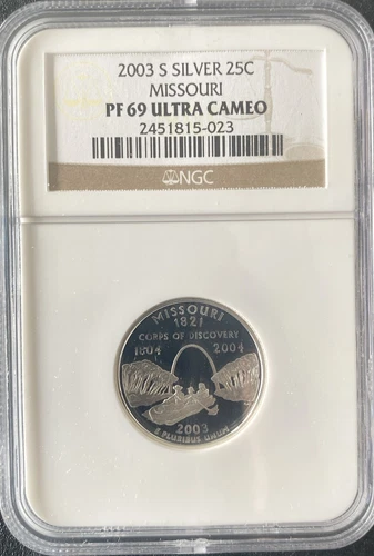 2003 S Silver 25c Missouri State Quarter NGC PF 69 Ultra Cameo
