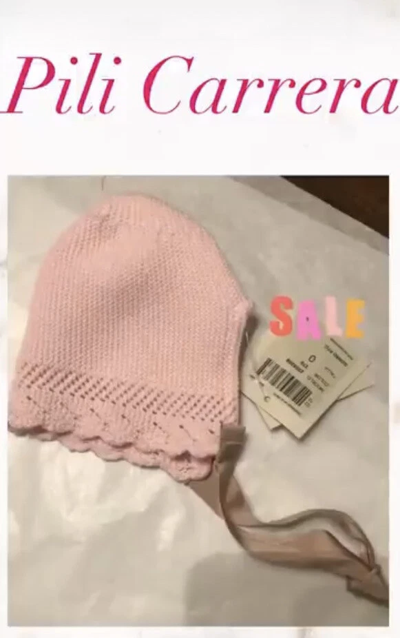 Pili Carrera Baby Pink Bonnet Infant Hat NWT Size 0 m