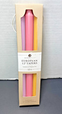 Northern Lights 12" European Tapers x 4 Smokeless Candles Pink Purple Yellow