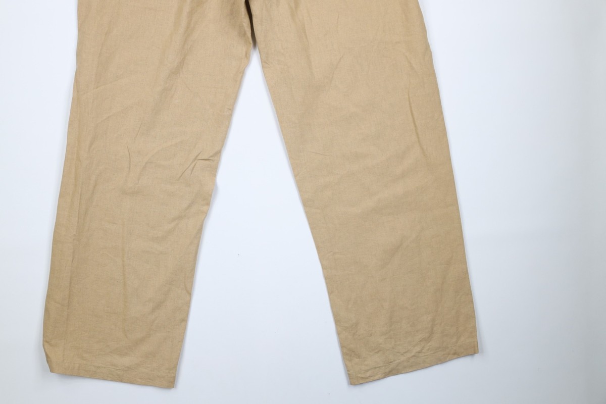 【Italy製】80〜90s linen slacks Vintage 90s Streetwear Mens XL Linen Knit Wide Leg Chinos