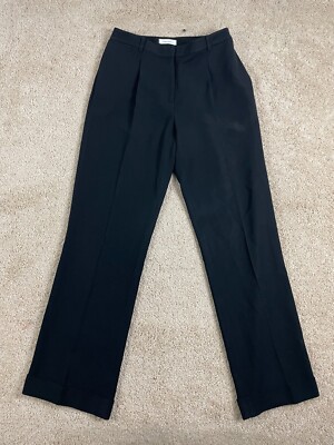Calvin Klein Dress Pants Womens 30x32 Regular Straight Cuff Pleated Front Black