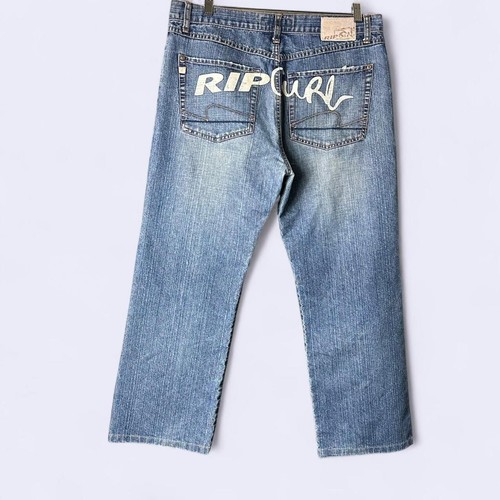 Rip Curl Men's Jeans 34W 30L Blue Denim Back SpellOut Y2k Vintage Straight Fit - Picture 2 of 8