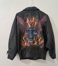 Vintage Gino Di Giorgio Womens Leather Bat Wing Bomber Jacket Medium Black