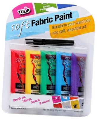  Soft Fabric Paint Primary, 0.9 Ounce (Pack of 5), 4 Fl Oz Multicolor