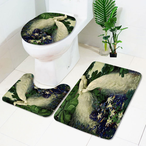 Cortina de ducha pavo real alfombra de baño alfombra de baño cubierta de asiento de inodoro - Imagen 16 de 18