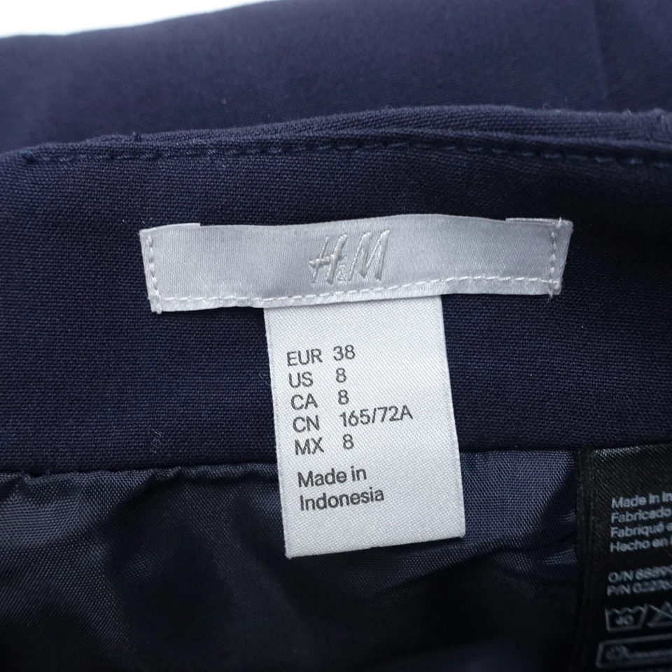 H&M Pencil Skirt Womens 8 Navy Blue Polyester Lining Classic Formal Overlap Wrap - Image 4 of 4