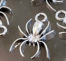 10 Spider Charms Antique Silver Arachnid Halloween Hanging Pendant Finding