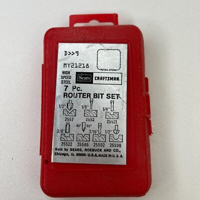 #ad Sears Craftsman 7 Piece General Purpose Router Bit Set MY21218 High Speed Steel $19.99