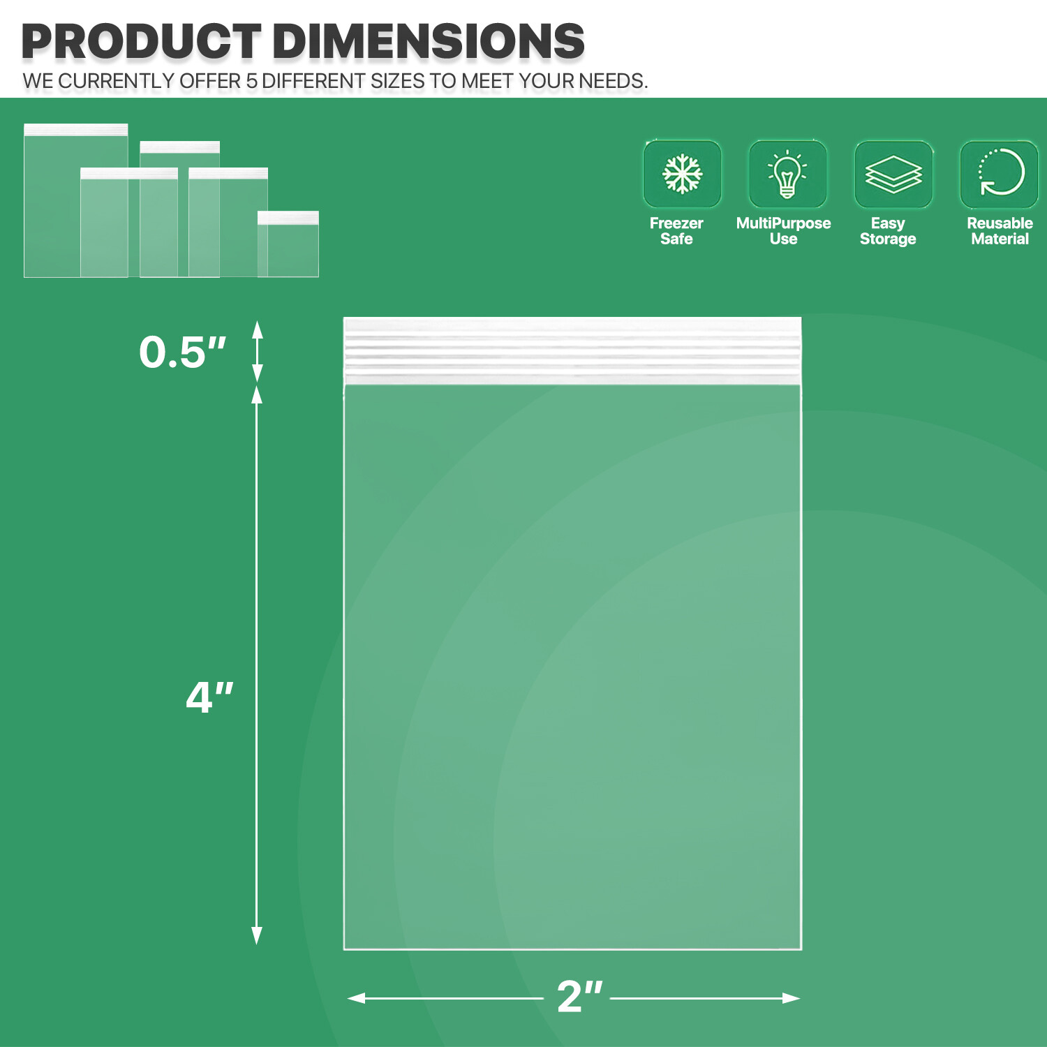 x1000, 2.5 Mil Thickness Zipper Reclosable Ziplock CLEAR Plastic Seal