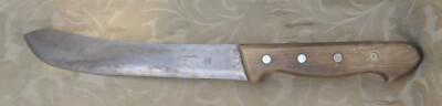 VINTAGE JA HENCKELS GERMANY TWINWORKS 30-8  CARBON STEEL CURVED BUTCHER KNIFE
